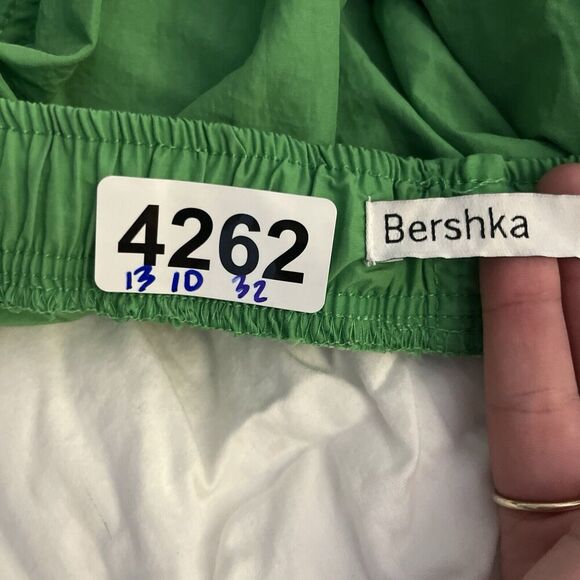 Bershka Green Baggy Parachute Pants Small Women Tech Joggers Streetwear Blogger - Picture 16 of 16